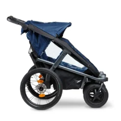 TFK Trends For Kids TFK Velo + Deichsel, Fahrradanhänger-Zwillingskinderwagen, Marine-schwarz